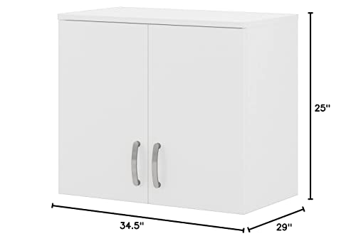 Bush Business Furniture Universal Storage Garage Wall Cabinet with Doors and Shelves, White