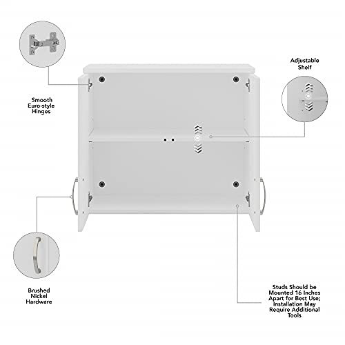 Bush Business Furniture Universal Storage Garage Wall Cabinet with Doors and Shelves, White