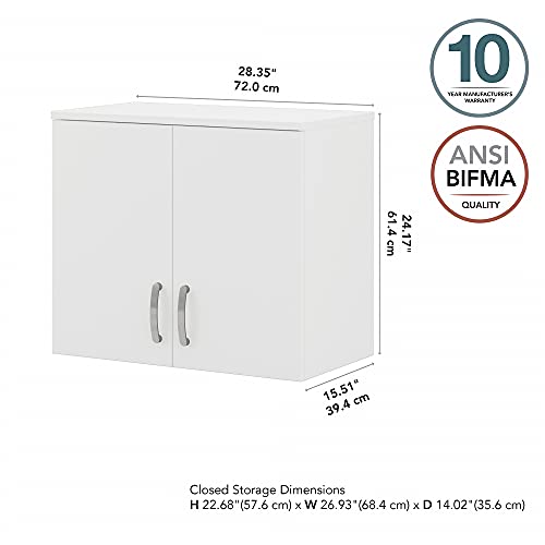 Bush Business Furniture Universal Storage Garage Wall Cabinet with Doors and Shelves, White