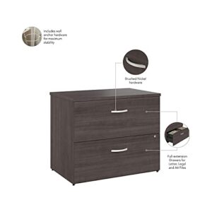 Bush Business Furniture Hybrid 2 Drawer Lateral File Cabinet with Shelves, Storm Gray