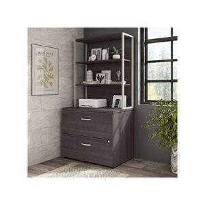 Bush Business Furniture Hybrid 2 Drawer Lateral File Cabinet with Shelves, Storm Gray
