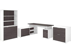 bush business furniture jamestown 72w l shaped desk with lateral file cabinet and 5 shelf bookcase