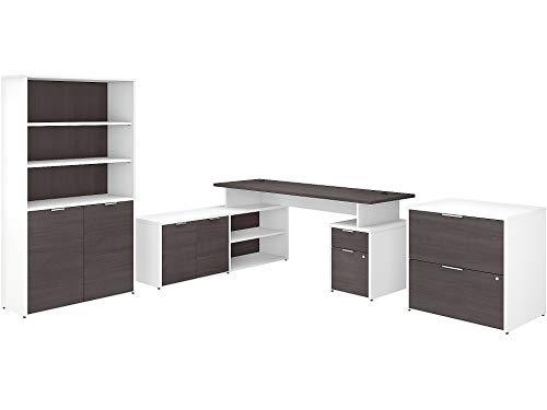 Bush Business Furniture Jamestown 72W L Shaped Desk with Lateral File Cabinet and 5 Shelf Bookcase