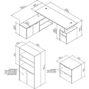 Bush Business Furniture Jamestown 72W L Shaped Desk with Lateral File Cabinet and 5 Shelf Bookcase