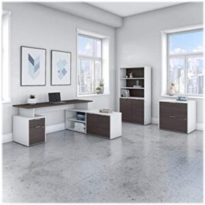 Bush Business Furniture Jamestown 72W L Shaped Desk with Lateral File Cabinet and 5 Shelf Bookcase