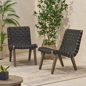 Christopher Knight Home Charlotter Outdoor Lounge Chair, Black + Gray