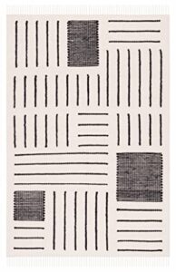 safavieh kilim collection 4′ x 6′ ivory/black klm326a handmade modern contemporary boho fringe cotton & wool area rug