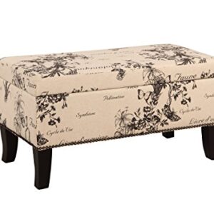 Linon Stephanie Ottoman, Botanical Linen