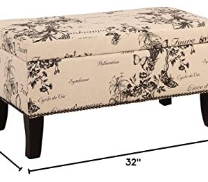 Linon Stephanie Ottoman, Botanical Linen