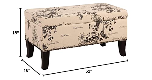 Linon Stephanie Ottoman, Botanical Linen