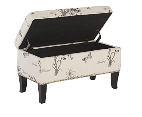 Linon Stephanie Ottoman, Botanical Linen