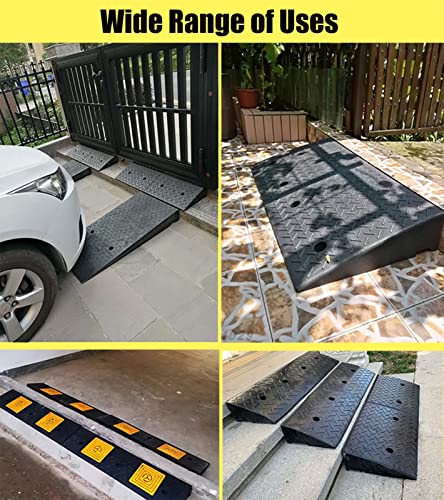 Threshold Ramp, Heavy Duty Threshold Ramp 2 3 4 5 6 Inches Rise, Driveway Curb Rubber Wheelchair Transition Ramp, Garage Entry Ramp Easy to Fix (Color : Black, Size : 5cm (2in) Rise)