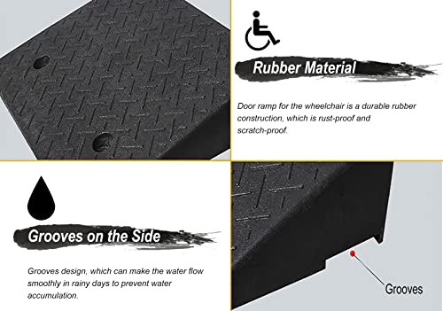 Threshold Ramp, Heavy Duty Threshold Ramp 2 3 4 5 6 Inches Rise, Driveway Curb Rubber Wheelchair Transition Ramp, Garage Entry Ramp Easy to Fix (Color : Black, Size : 5cm (2in) Rise)