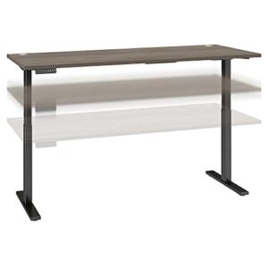 bush business furniture move 60 series height adjustable standing desk, 72w x 30d, modern hickory with black base