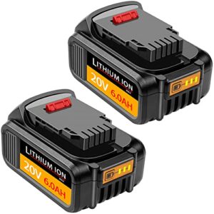 dtk 2pack 6.0ah battery replacement for dewalt 20v battery dcb200 dcb203 dcb204 dcb206 20v lithium batteries