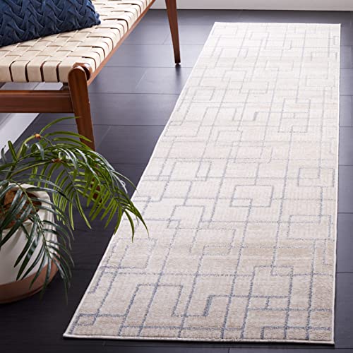 Safavieh Blair Collection Machine Washable Slip Resistant 2'2" x 8' Beige/Grey BLR238B Entryway Foyer Living Room Bedroom Kitchen Runner Rug