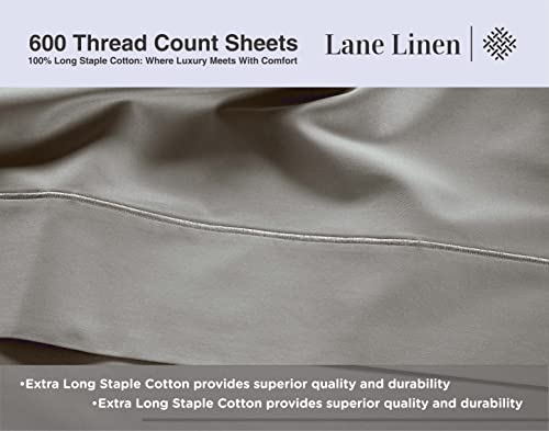 100% Cotton King Sheets - 600 Thread Count 4 Pc King Sheets Sets, Long Staple Combed Cotton Bed Sheets King, Luxury Sateen Sheets, King size sheets with deep pockets fits upto 17" - Charcoal