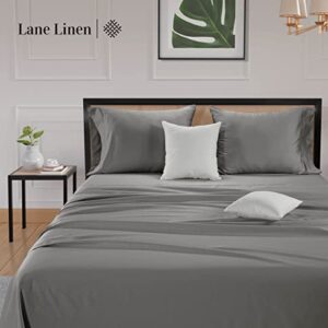 100% Cotton King Sheets - 600 Thread Count 4 Pc King Sheets Sets, Long Staple Combed Cotton Bed Sheets King, Luxury Sateen Sheets, King size sheets with deep pockets fits upto 17" - Charcoal