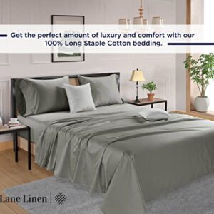 100% Cotton King Sheets - 600 Thread Count 4 Pc King Sheets Sets, Long Staple Combed Cotton Bed Sheets King, Luxury Sateen Sheets, King size sheets with deep pockets fits upto 17" - Charcoal