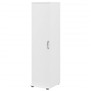 bush business furniture universal tall narrow storage cabinet with door and shelves, white