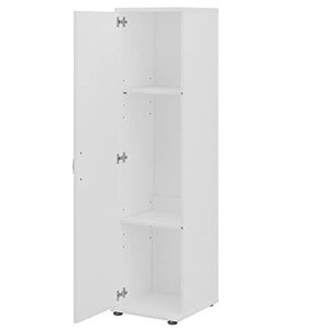 Bush Business Furniture Universal Tall Narrow Storage Cabinet with Door and Shelves, White