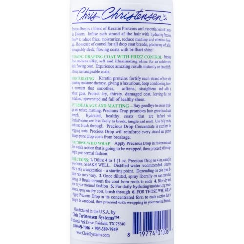 Chris Christensen Precious Drop Concentrate Dog Conditioner, Groom Like a Professional, Reduces Frizz & Matting, 16 oz