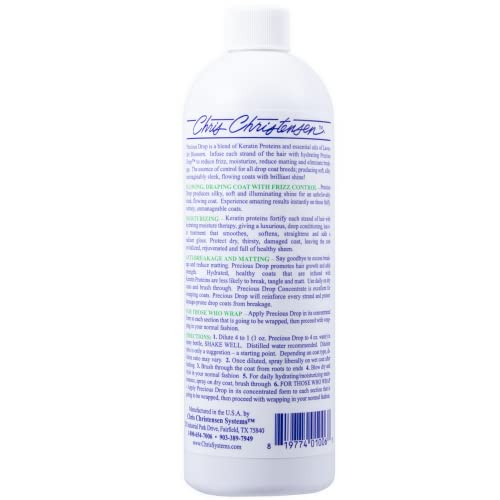 Chris Christensen Precious Drop Concentrate Dog Conditioner, Groom Like a Professional, Reduces Frizz & Matting, 16 oz