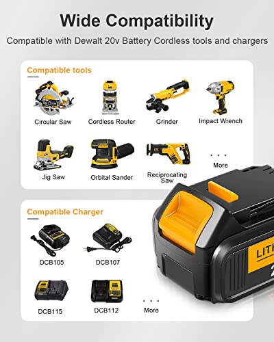 DCB104 Battery Charger Replacement for Dewalt 20V Battery Charger Station and 3 Pack Battery Repalcement for Dewalt 20V Battery (3 Batteries Included)