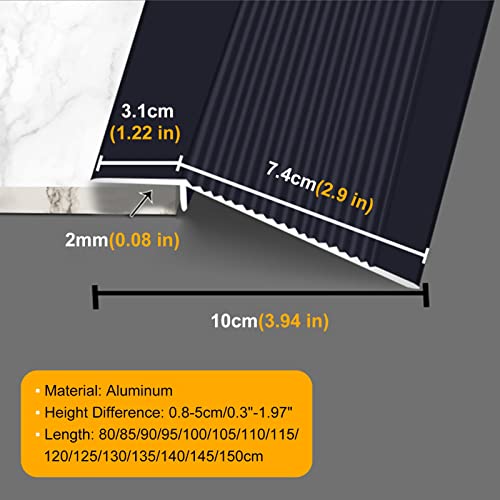 ERRULAN Aluminium Floor Transition Strip for Doorway, Carpet/Tile Threshold Reducer, Door Entry Ramp for Uneven Vinyl Floor, 10cm Extra Wide (Size : Length 145cm/57 in)