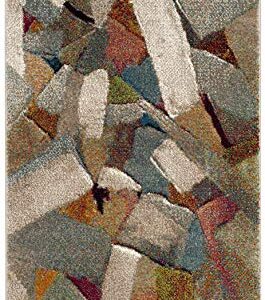 SAFAVIEH Porcello Collection 2'7" x 5' Grey/Multi PRL6937B Modern Abstract Non-Shedding Living Room Bedroom Area Rug