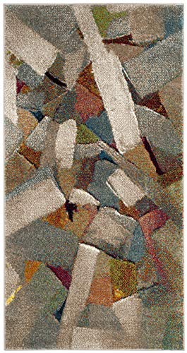 SAFAVIEH Porcello Collection 2'7" x 5' Grey/Multi PRL6937B Modern Abstract Non-Shedding Living Room Bedroom Area Rug