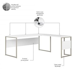 Bush Business Furniture Hybrid L Shaped Table Desk with Metal Legs, 72W x 30D, White