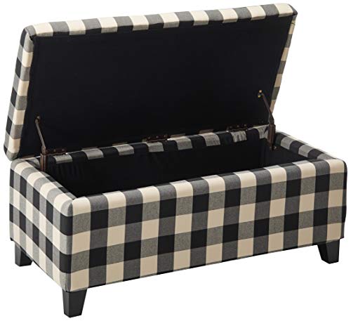 Christopher Knight Home Alonso High-Back Fabric Club Chair, Black Checkerboard and Dark Charcoal & Breanna Fabric Storage Ottoman, Black Checkerboard