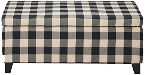 Christopher Knight Home Alonso High-Back Fabric Club Chair, Black Checkerboard and Dark Charcoal & Breanna Fabric Storage Ottoman, Black Checkerboard