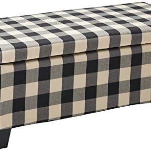 Christopher Knight Home Alonso High-Back Fabric Club Chair, Black Checkerboard and Dark Charcoal & Breanna Fabric Storage Ottoman, Black Checkerboard