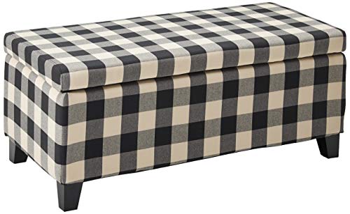 Christopher Knight Home Alonso High-Back Fabric Club Chair, Black Checkerboard and Dark Charcoal & Breanna Fabric Storage Ottoman, Black Checkerboard