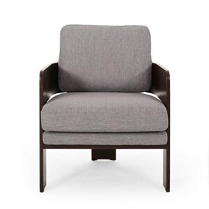 christopher knight home sheila mid-century modern fabric bentwood accent chair, gray + dark brown