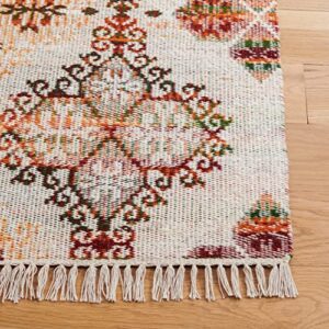 Safavieh Kilim Collection 8' x 10' Ivory/Gold KLM727A Flat Weave Boho Fringe Wool Area Rug