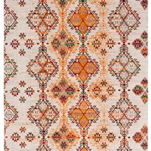 Safavieh Kilim Collection 8' x 10' Ivory/Gold KLM727A Flat Weave Boho Fringe Wool Area Rug