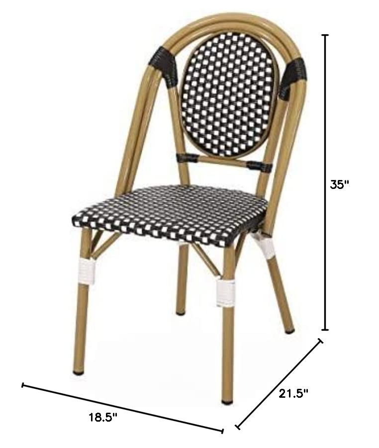 Christopher Knight Home Gwendolyn Outdoor French Bistro Chairs (Set of 2), Black + White + Bamboo Print Finish