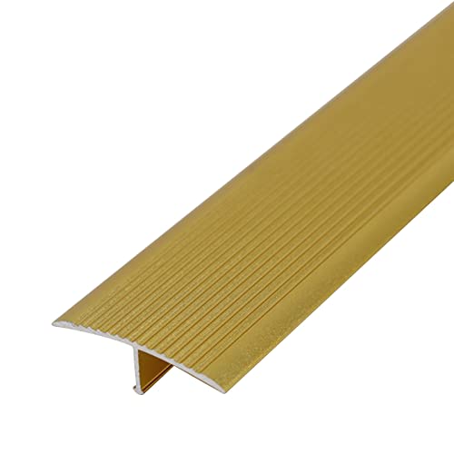 PAASHE Floor Transition Strip Walkers Entry Ramp, Gold Floor Carpet Threshold Strip, Curved Arc Door Edge Cover for Wood Gap Transition, Rust-Proof Floors Seams Strips 90cm Long, Custom Sized