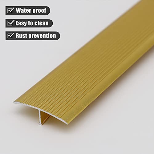 PAASHE Floor Transition Strip Walkers Entry Ramp, Gold Floor Carpet Threshold Strip, Curved Arc Door Edge Cover for Wood Gap Transition, Rust-Proof Floors Seams Strips 90cm Long, Custom Sized