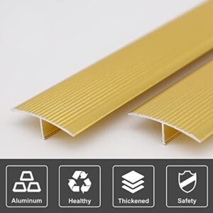 PAASHE Floor Transition Strip Walkers Entry Ramp, Gold Floor Carpet Threshold Strip, Curved Arc Door Edge Cover for Wood Gap Transition, Rust-Proof Floors Seams Strips 90cm Long, Custom Sized