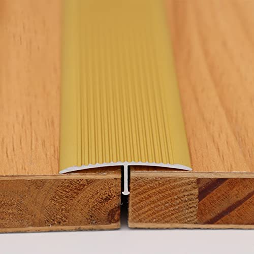 PAASHE Floor Transition Strip Walkers Entry Ramp, Gold Floor Carpet Threshold Strip, Curved Arc Door Edge Cover for Wood Gap Transition, Rust-Proof Floors Seams Strips 90cm Long, Custom Sized