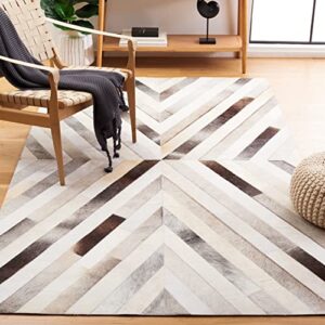 safavieh studio leather collection 5′ x 8′ grey/brown stl819f handmade modern natural hide area rug