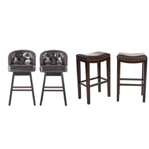 christopher knight home ogden kd swivel barstool (2 piece set) – brown & avondale backless bar stools, 2-pcs set, brown
