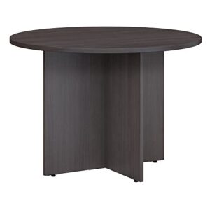 bush business furniture round conference table with, wood base in, storm gray