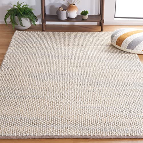 Safavieh Natura Collection 4' x 6' Natural/Light Grey NAT221A Handmade Farmhouse Coastal Boho Jute & Wool Area Rug