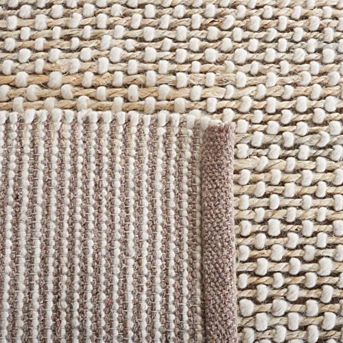 Safavieh Natura Collection 4' x 6' Natural/Light Grey NAT221A Handmade Farmhouse Coastal Boho Jute & Wool Area Rug