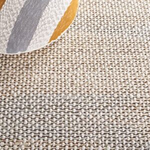 Safavieh Natura Collection 4' x 6' Natural/Light Grey NAT221A Handmade Farmhouse Coastal Boho Jute & Wool Area Rug